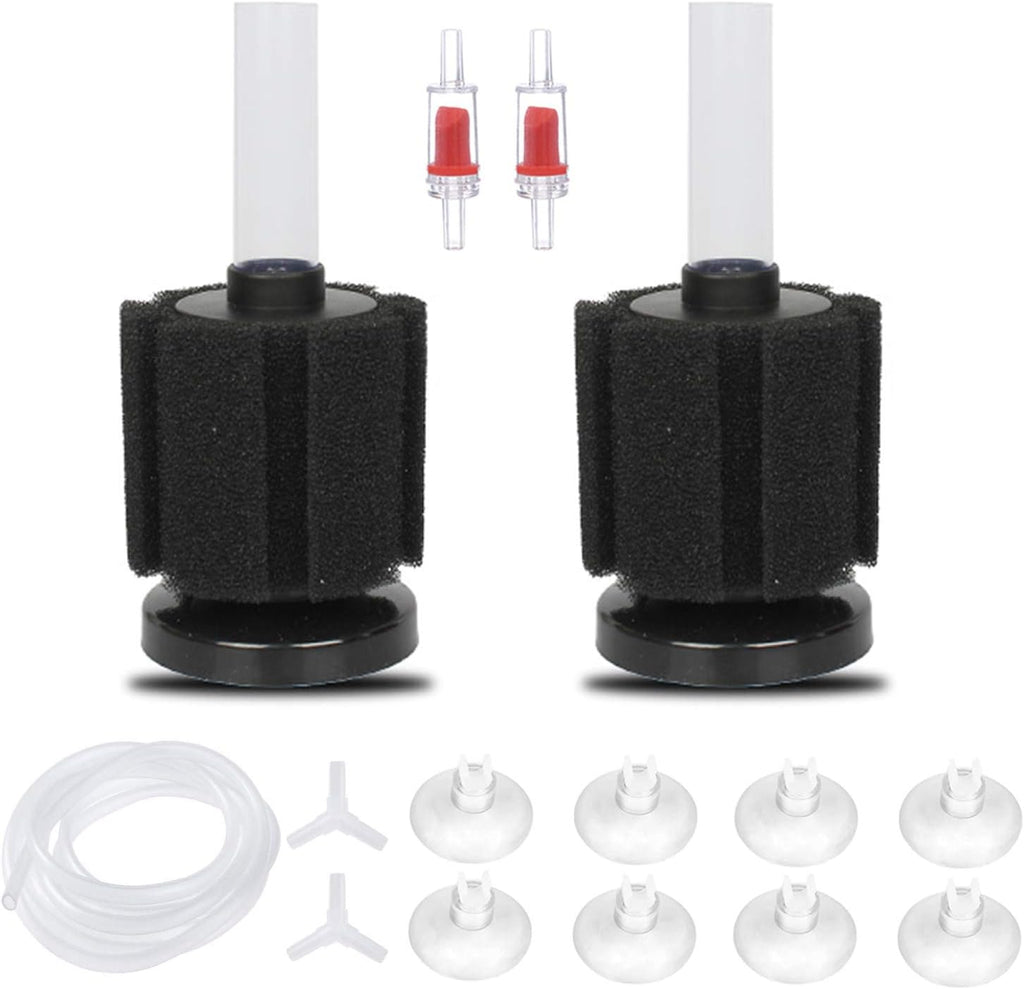 ALEGI Aquarium Sponge Filter with Airline Tubing, Check Valves, Suction Cups for 10 Gallon Fish Tank, Betta, Nano, Shrimp, Fry, Biochemical Filter