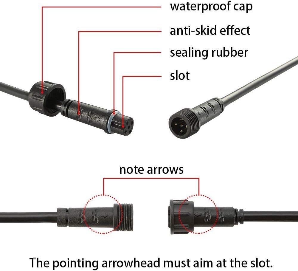 Sumaote 3.28ft 1m 5Pin Extension Cable Wire with Male and Female Connectors at Both Ends for RGBW Color LED Deck Light (5 Pin, 3.28ft, 5 Pack)