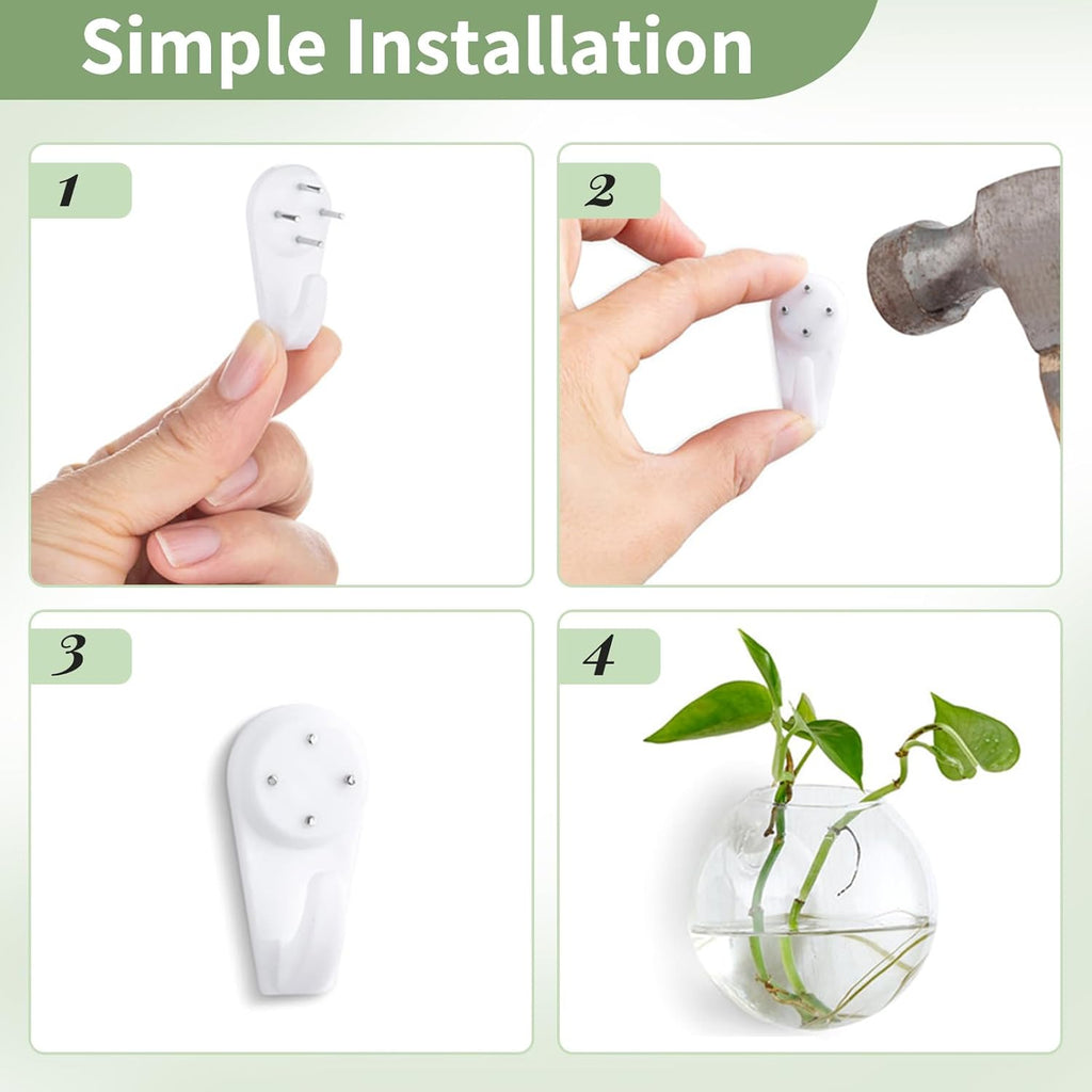 NUPTIO Wall Hanging Planter Terrarium: 4 Inch Glass Air Plant Holder 6PCS Propagation Indoor Floral Vase Flat Round Hydroponic Container Wall-Mounted Floating Pots for Bathroom Balcony Greenhouse