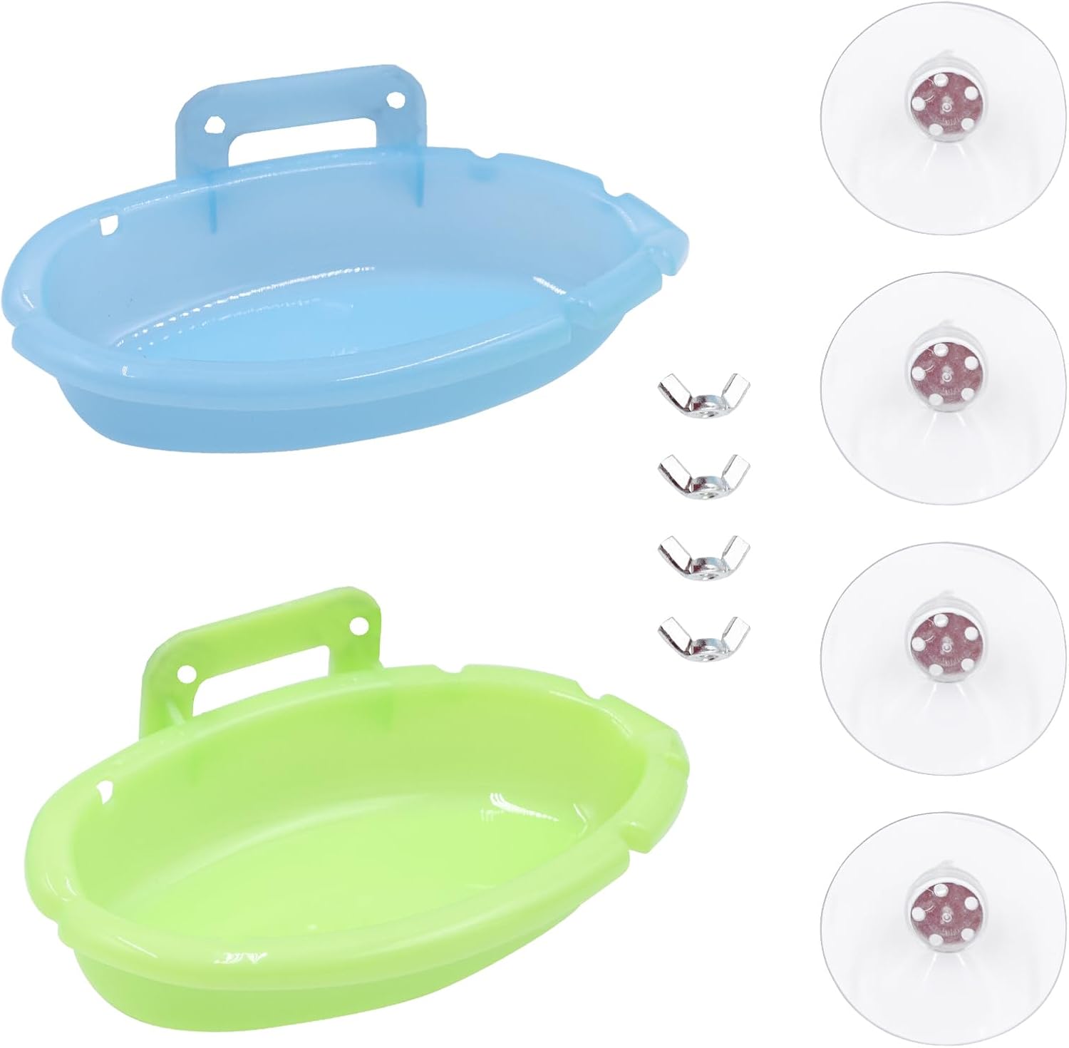 Tree Frog Terrarium Accessories, 2 Pack Plastic Bathtub with Suction Cups, Tank Habitat Accessories for African Dwarf Frog, Toad, Tree Frogs