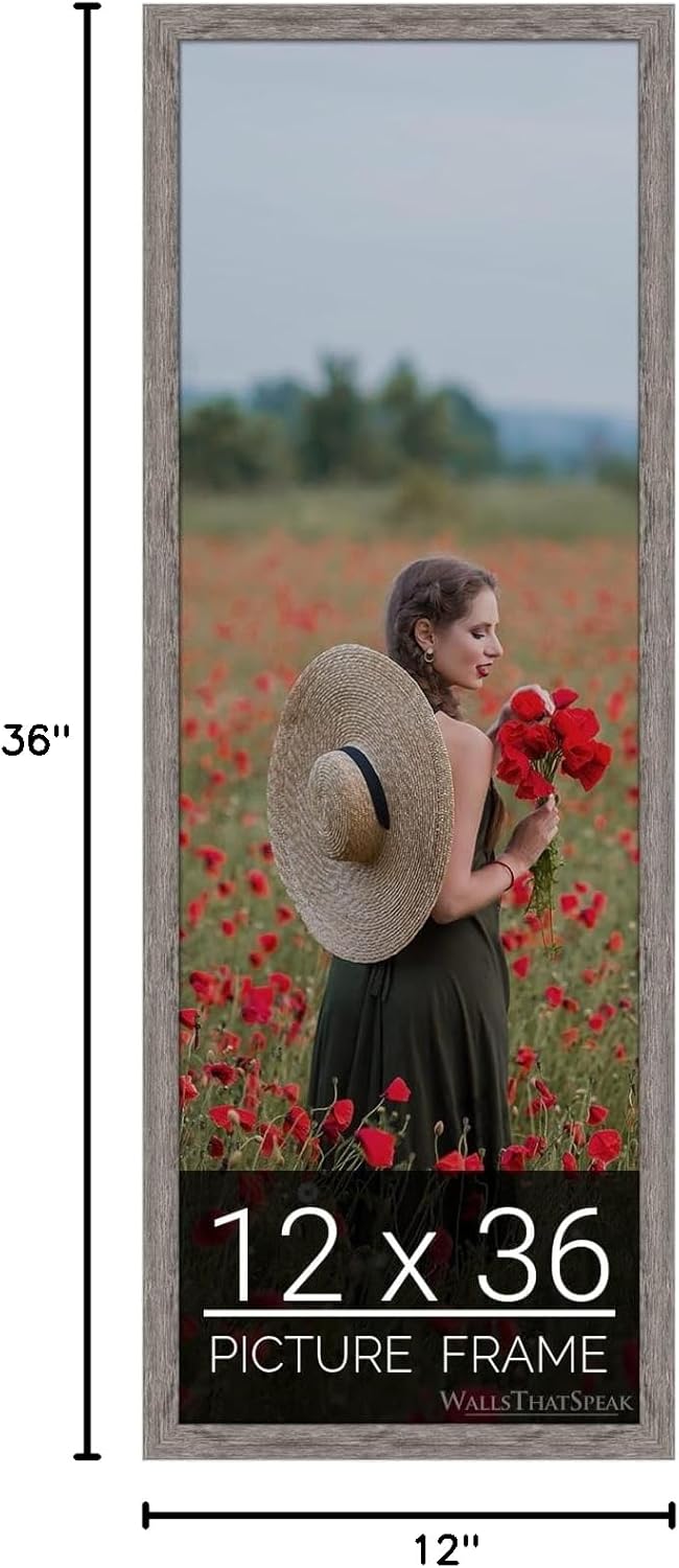 wallsthatspeak 12x36 Gray Barnwood Picture Frame for Puzzles Posters Photos or Artwork