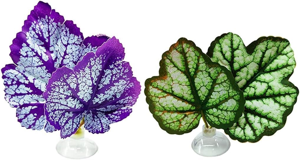 2PCS Betta Fish Leaf Pad with Suction Cup Hammock Simulating Habitat Realistic Resting Fish Rest Bed Aquariums Decor Hammock Simulating Habitat, Purple