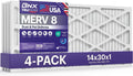 BNX TruFilter 14x30x1 Air Filter MERV 8 (4-Pack) - MADE IN USA – Dust & Pet Defense Electrostatic Pleated Air Conditioner HVAC AC Furnace Filters for Dust, Pet, Mold, Pollen MPR 600 – 700 & FPR 5