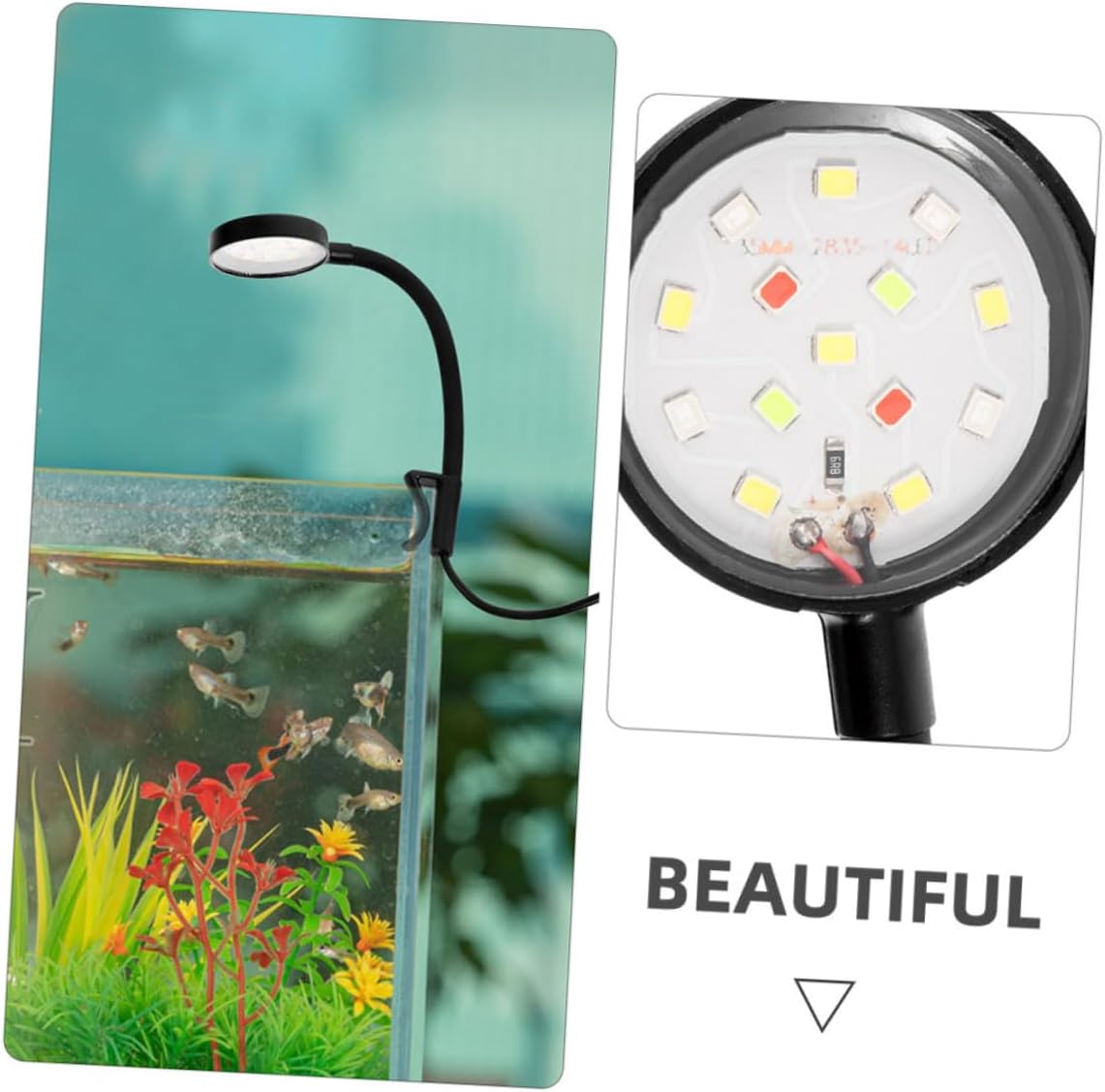 TEHAUX 2pcs Clip Aquarium LED Light Compact Fish Tank Lamp with Rotation USB Mini LED Light for Freshwater Tanks