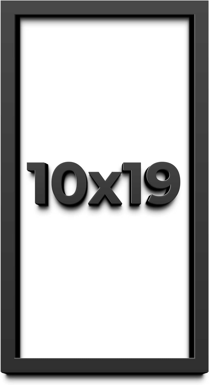 10x19 Shadow Box Frame Black | 1 Inch Deep Solid Wood Shadowbox Display Frame | UV Resistant Acrylic Plexiglass, Acid Free Backing, and Hanging Hardware | Dugan Picture Frame Style