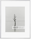 16x20 Metal Picture Frame with 11x14 Mat, Brushed Aluminum Finish, Tempered Glass Front, and Attached Hanging Hardware - Versatile Wall Display Frames for Vertical or Horizontal Orientation(Silver,