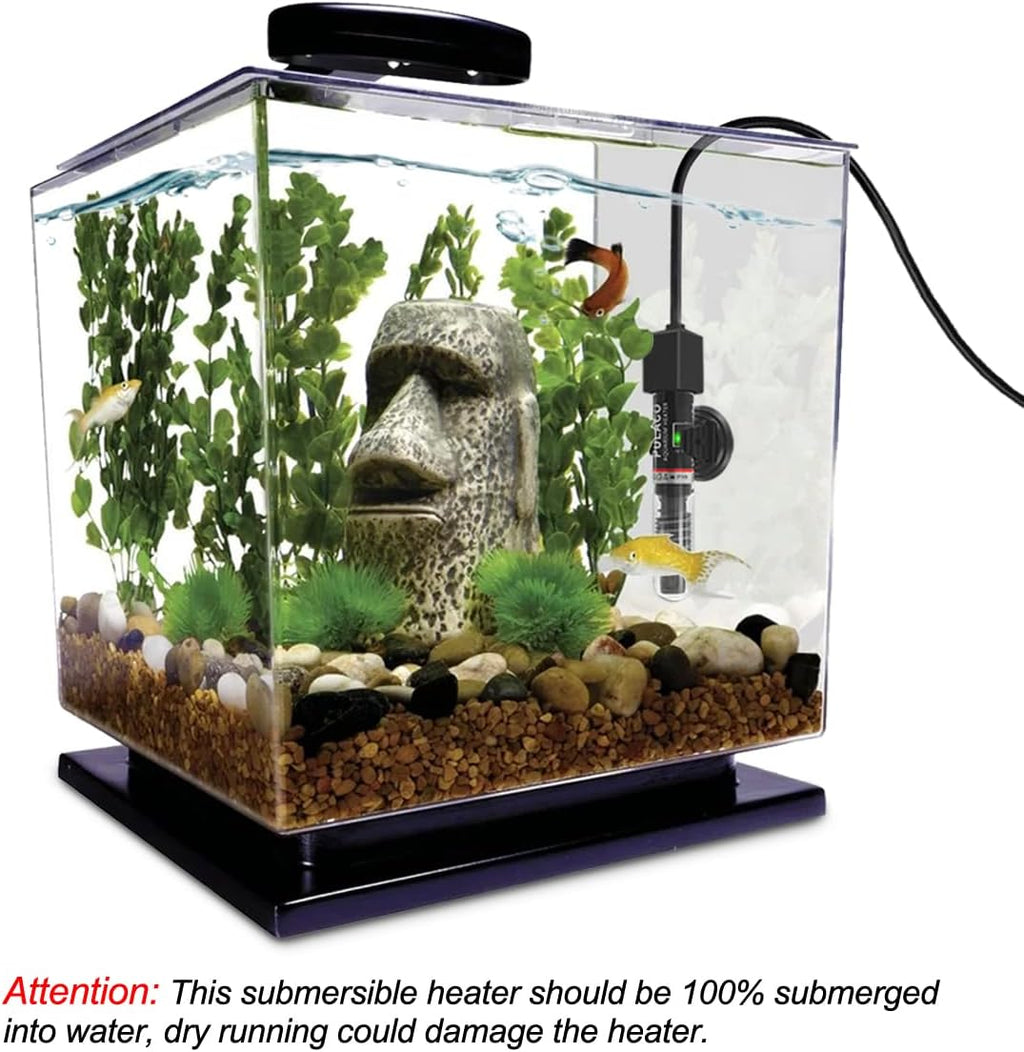 PULACO 25W Small Aquarium Submersible Betta Heater with Free Thermometer Strip, Under 6 Gallon Fish Tanks (Preset Temperature 78℉)