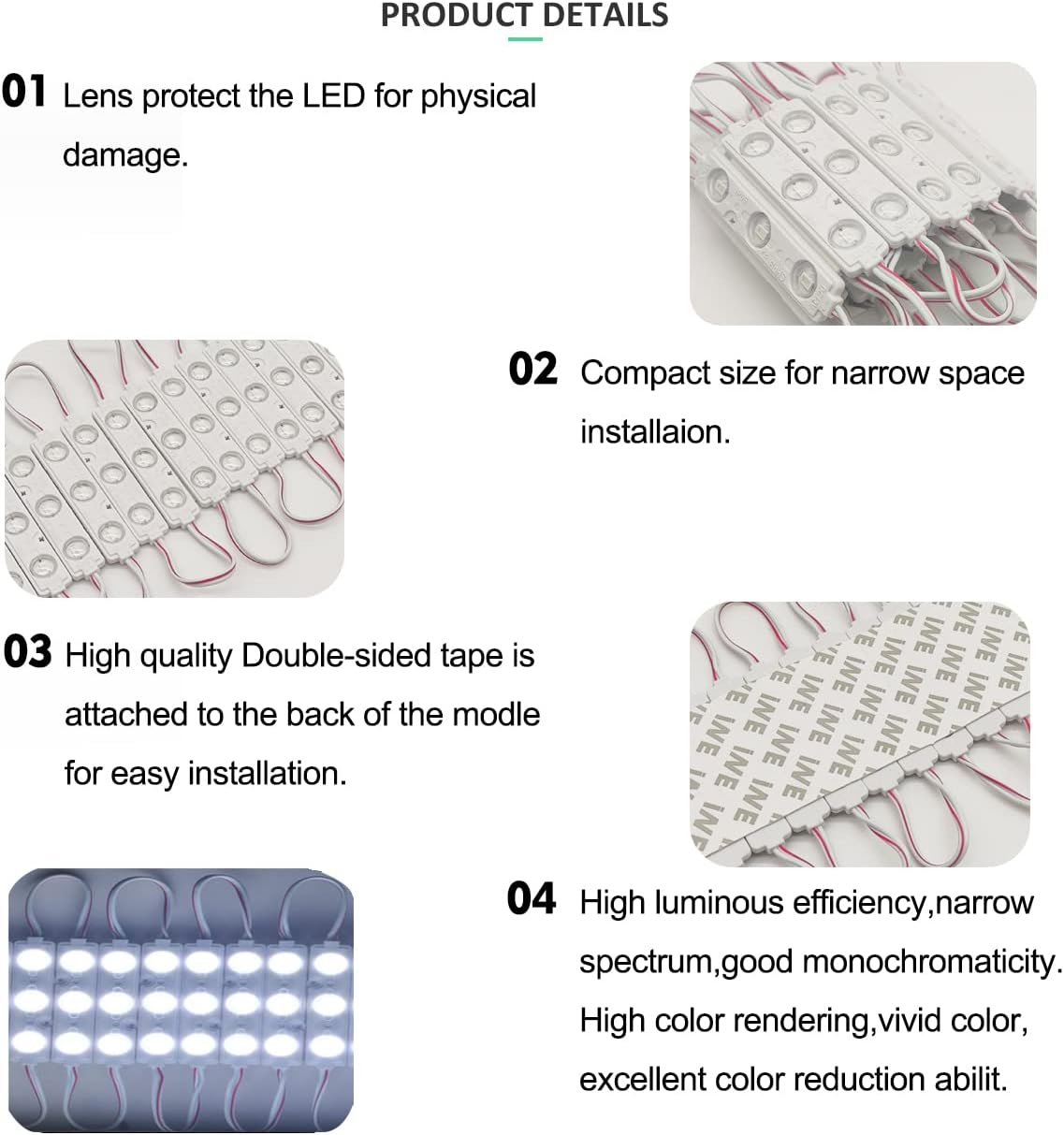 LED Module, 100pcs 5630SMD 150LM Per LED Window Light IP65 Waterproof for Advertising Signs with Tape Adhesive Backside (Blue Light,Power Supply NOT Included)