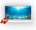 72X18IN Aquarium Background Under The Sea Coral Reef Scenery Backdrop Terrarium Background Underwater Marine Organism Fish Tank Background with 10EVA Double-Sided Tape, Blue02