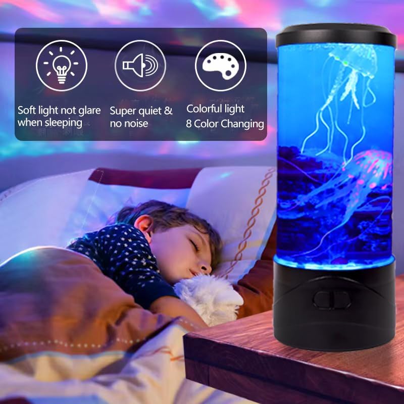 Toycol Bubble Jellyfish Lamp,8 Color Changing LED Jellyfish Night Light,Aquarium Tank Table Mood Lamps for Adults Kids Home Office Decor Gifts (Bubble Jellyfish lamp)