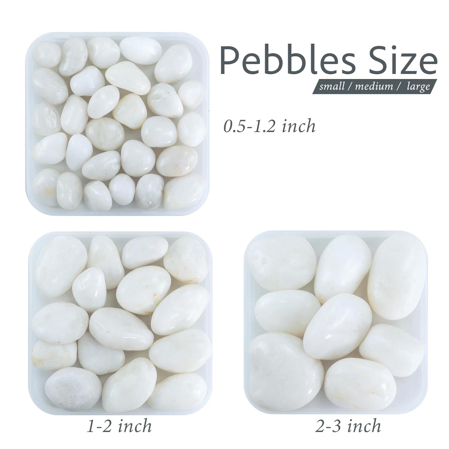 Large River Rocks for Landscaping, 40lbs White Pebbles for Indoor Plants, 2-3 Inch Decorative Rocks for Planters, High Polished Stones for Vase Filler Fish Tank Garden