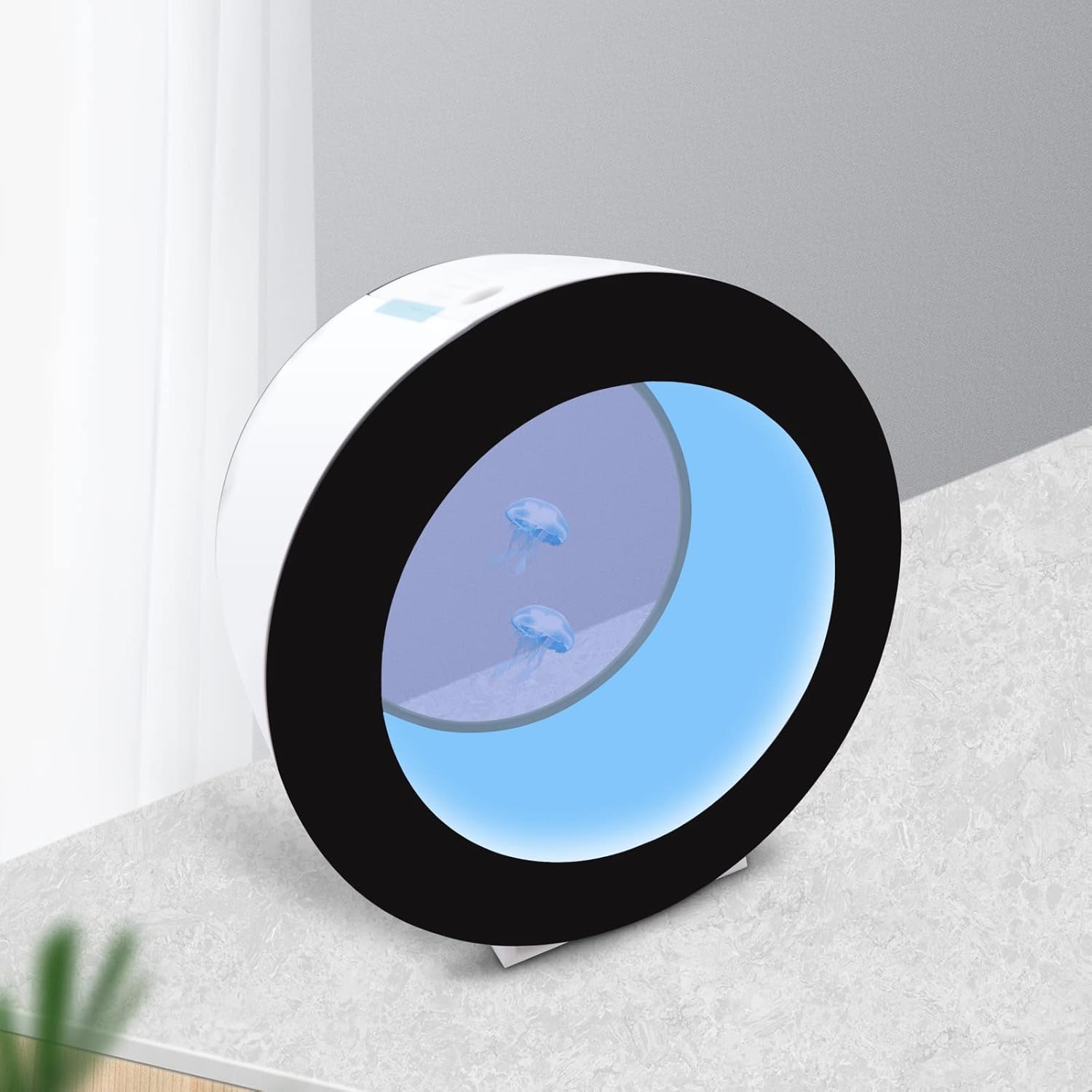 18L Jellyfish Aquarium, 3W Acrylic Fish Aquarium Circular Fish Tank Aquarium with Remote Control & 16 Colors LED Lights for Living Rooms, Restaurants, Hotels, Cafes