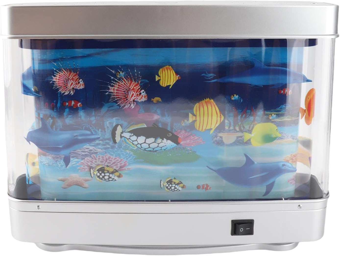 Lifelike Artificial Aquarium with Moving Fish, Mini Fish Tank LED Night Light for Sensory Therapy, Kids Toy for Bedroom or Office Desk