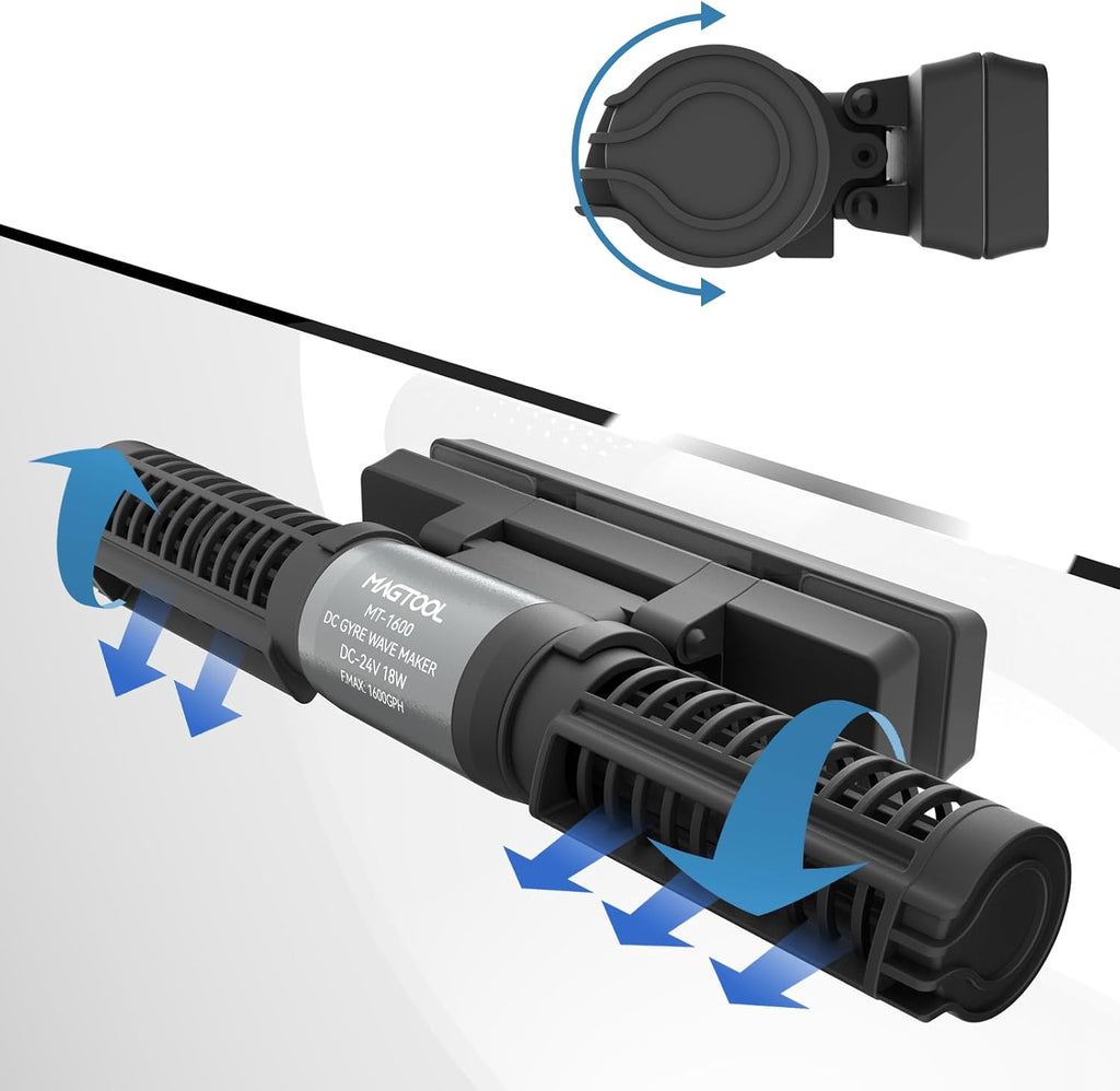 MagTool Wave Maker for Aquarium, Gyre Wavemaker, 1600-4200GPH Adjustable Cross Flow Wave Maker with Sine Wave Tech (MT-1600)