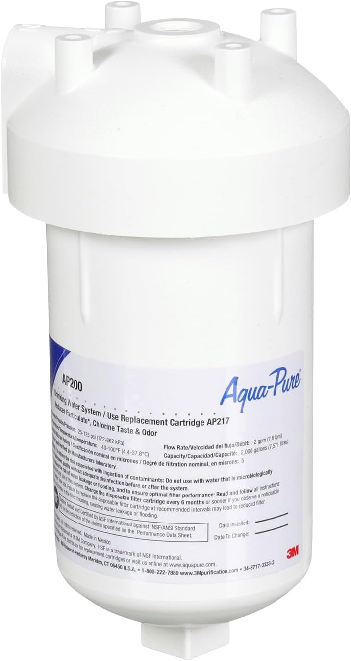 3M Aqua-Pure Under Sink Water Filter System AP200, Full Flow 1.75 Gallons per Minute, Flows Through Cold Water Side of Faucet, Reduces Sediment, Chlorine Taste and Odor