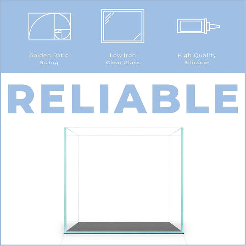 1 Gallon Rimless Fish Tank - 6.29 x 6.29 x 6.29 Inches Cube Style Aquarium - Clear Glass, Space Saving, Durable