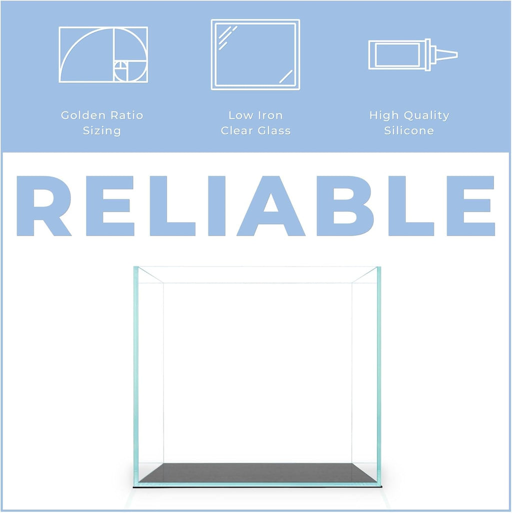 2 Gallon Clear Glass Cube Rimless Tank - Space Saving Aquarium - 7.87 x 7.87 x 7.87 inches