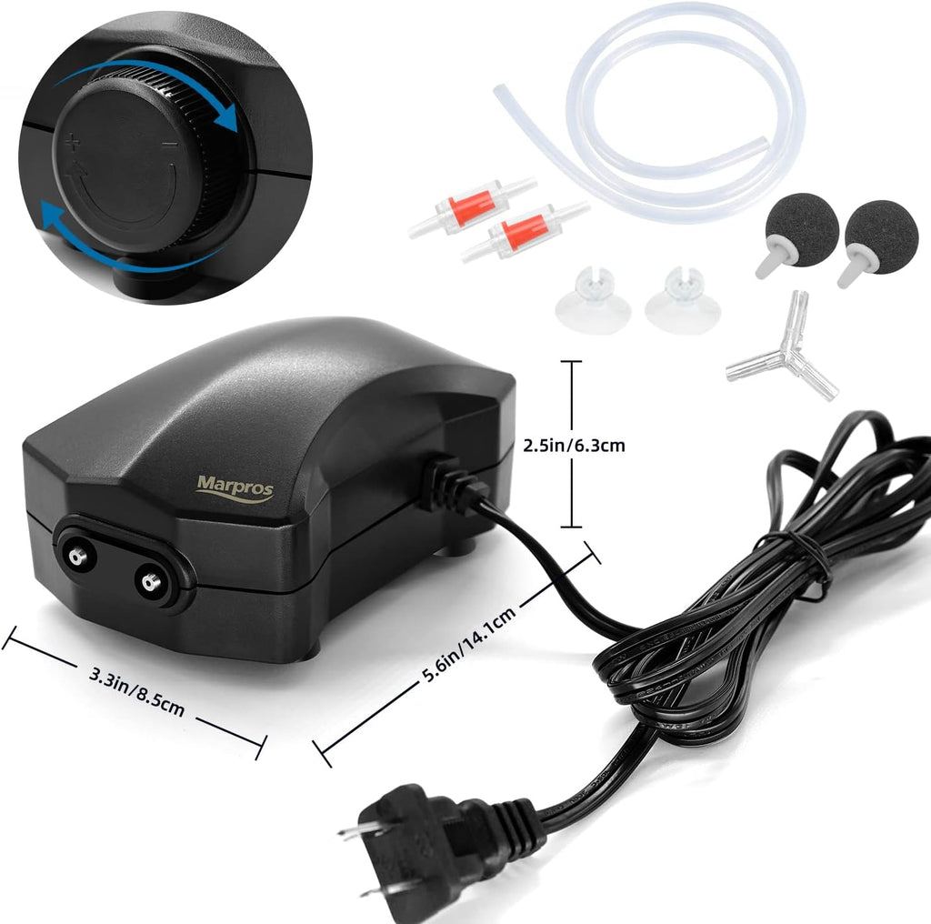 Aquarium Air Pump Single Outlet/Dual Outlet Adjustable Aerator with Accessories for 10-100 Gallon Fish Tank