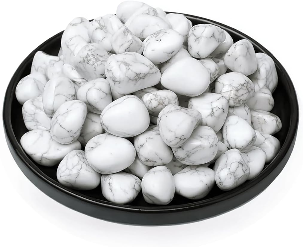 Howlite Healing Crystal Stone Set - 24 Pieces, 0.6" Natural & Polished Stones for Healing, Meditation, Reiki, Chakra, Crafting & Decoration
