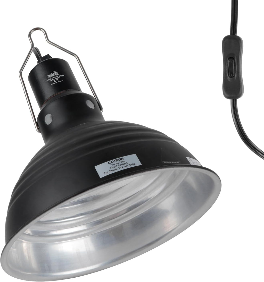 LUCKY HERP Reptile Light Fixture 8.1inch- Lightweight Aluminum Reflector Dome Reptile Light Fixture, Reptile Heat Lamp Fixture for UVB Light Bulb Basking Bulb Heat Bulb