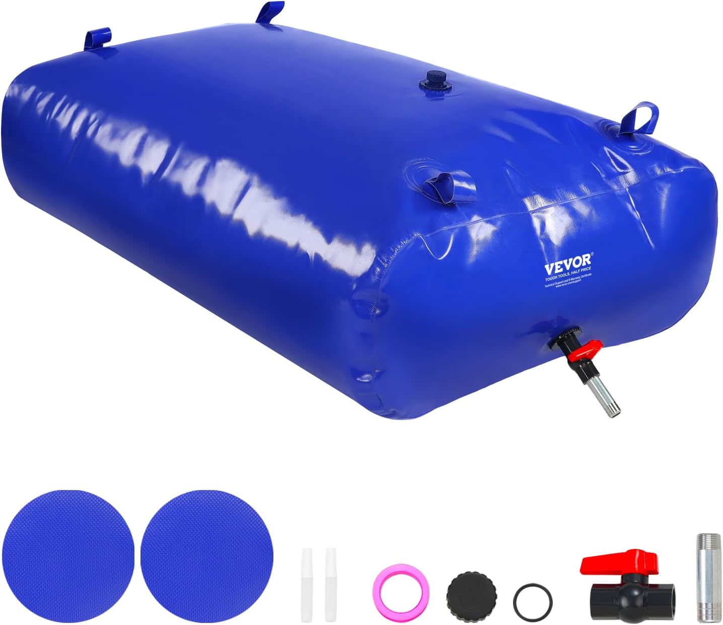 VEVOR 540L/142.7 Gallon Water Storage Bladder, RV Water Tank, 1000D Blue PVC Collapsible Water Storage Containers, Large Capacity Soft Water Bag, Portable Water Bladder, Garden Irrigation,Camping