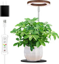 yadoker 72 LEDs Plant Grow Light for Indoor Plant,Aluminum Walnut Wood Grain Desk LED Grow Light, Height Adjustable,6.3" Aluminum Housing,Automatic Timer with 8/12/16 Hours,10-Level Brightnes