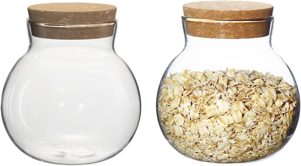 17oz Glass Jars with Airtight Cork Lids,Wedding Candy Jar,Glass Storage Jars Great Ideal for Kitchen Storage, Tea, Biscuits, Cereals, Flour, Beans, Spices, Coffee Beans (6)
