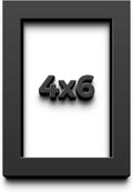 4x6 Black Shadow Box Frame - Contemporary Wood Shadow Box Complete with UV Acrylic, Foam Board Backing & Hanging Hardware