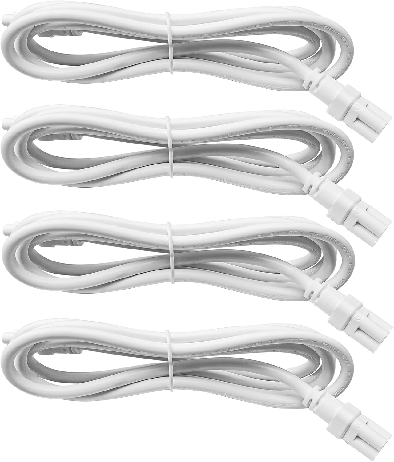 DiCUNO T5 T8 Tube Light Extension Cords 4.9FT, Female to Female Double end 3 Pin LED Tube Connector Cable, Power Extension Wire for LED Integrated Single Fixture, Garage Light, White, Pack of 4