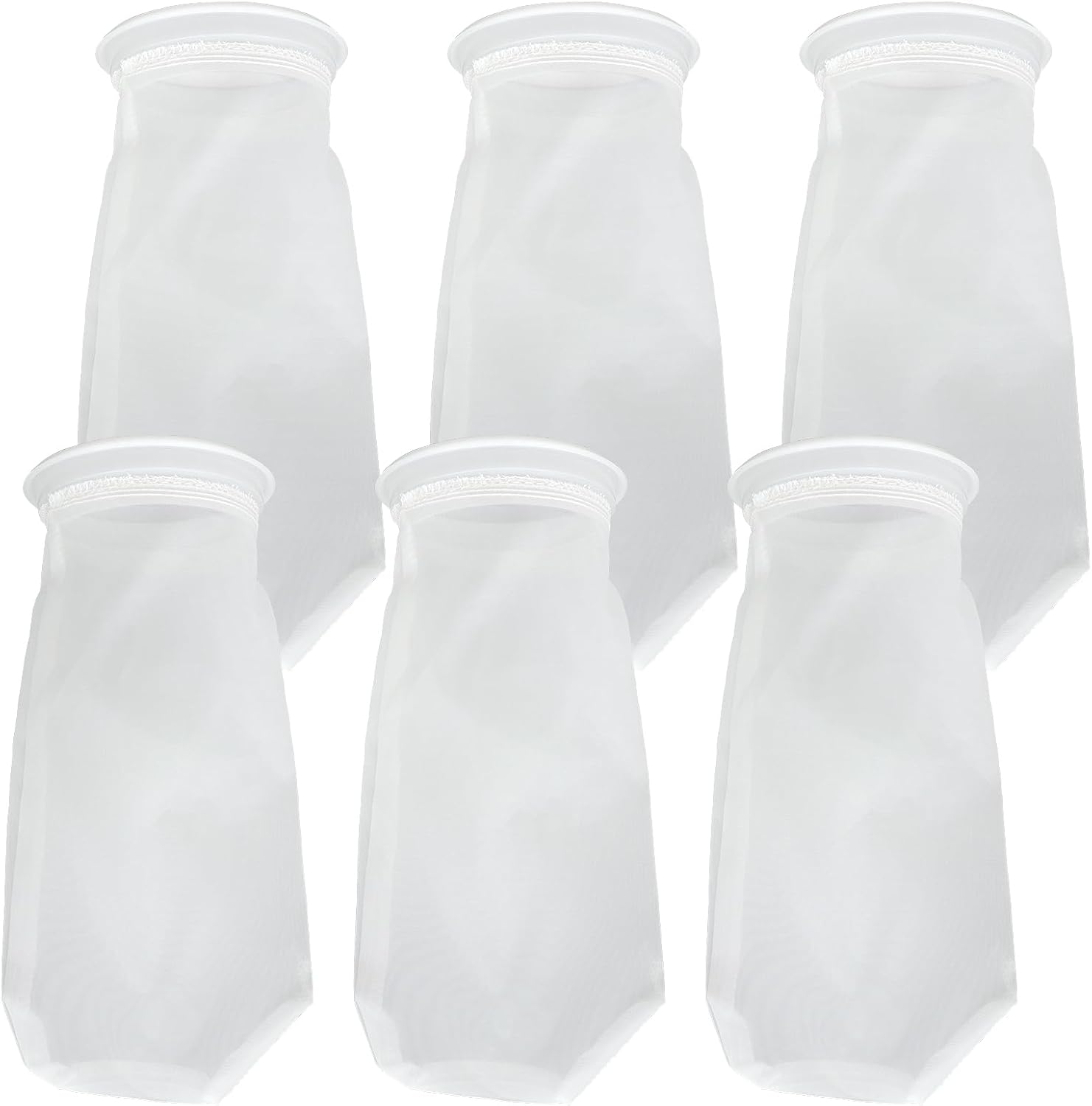 AQUA KT Aquarium 200um Micro Nylon Filter Sock Bag 4 Inch Ring Diameter 10 Inch Length for Fish Tank Filter System, Pack of 6