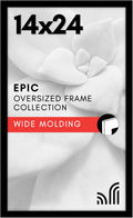 Americanflat 14x24 Poster Frame with Polished Plexiglass - Black Picture Frame - Wide Photo Frames Made of Engineered Wood for Vertical or Horizontal Wall Display - Epic Collection - Black