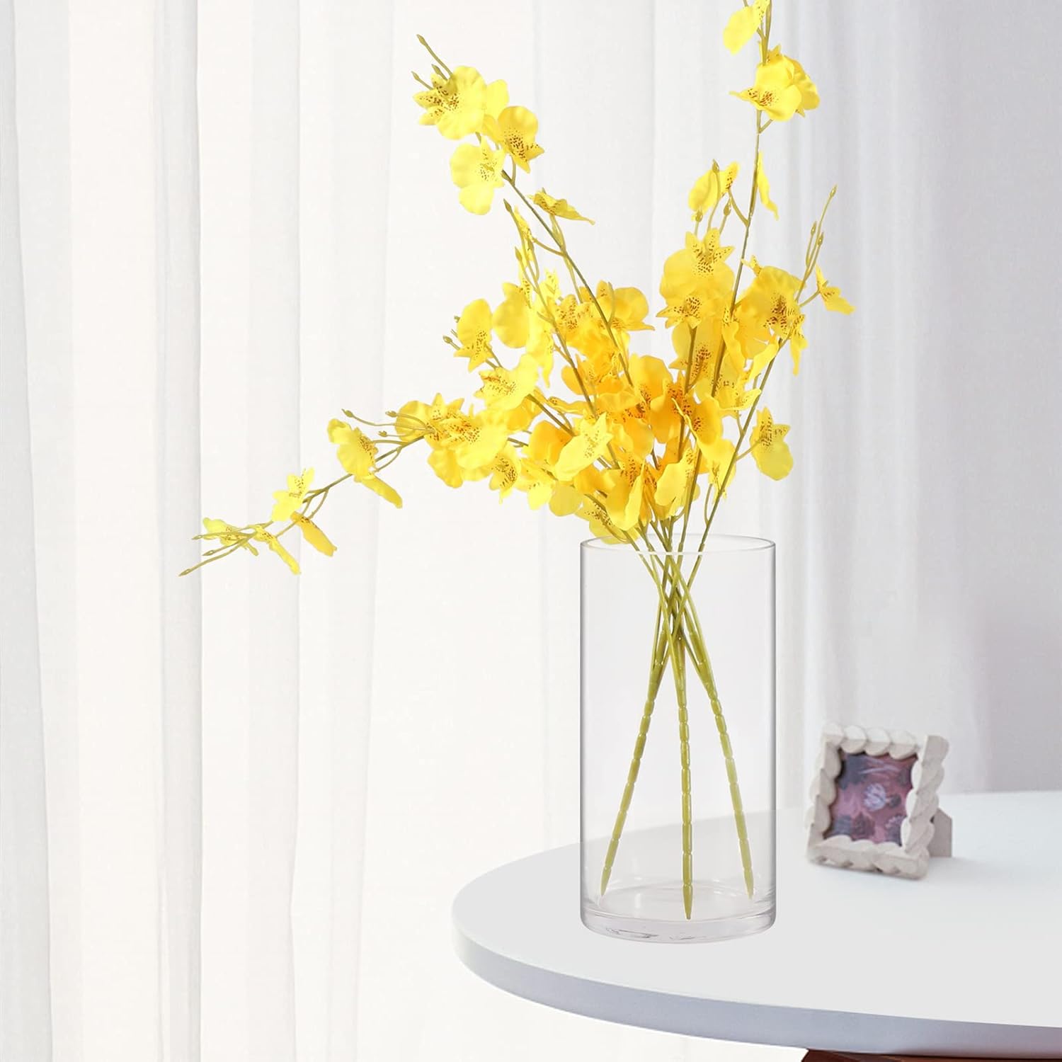 Set of 3 Glass Cylinder Vases,8 Inch Tall Clear Flower Vase,Decorative Floral Vase for Home Decor,Candle Holder,Wedding Centerpieces(4" W X 8" H)