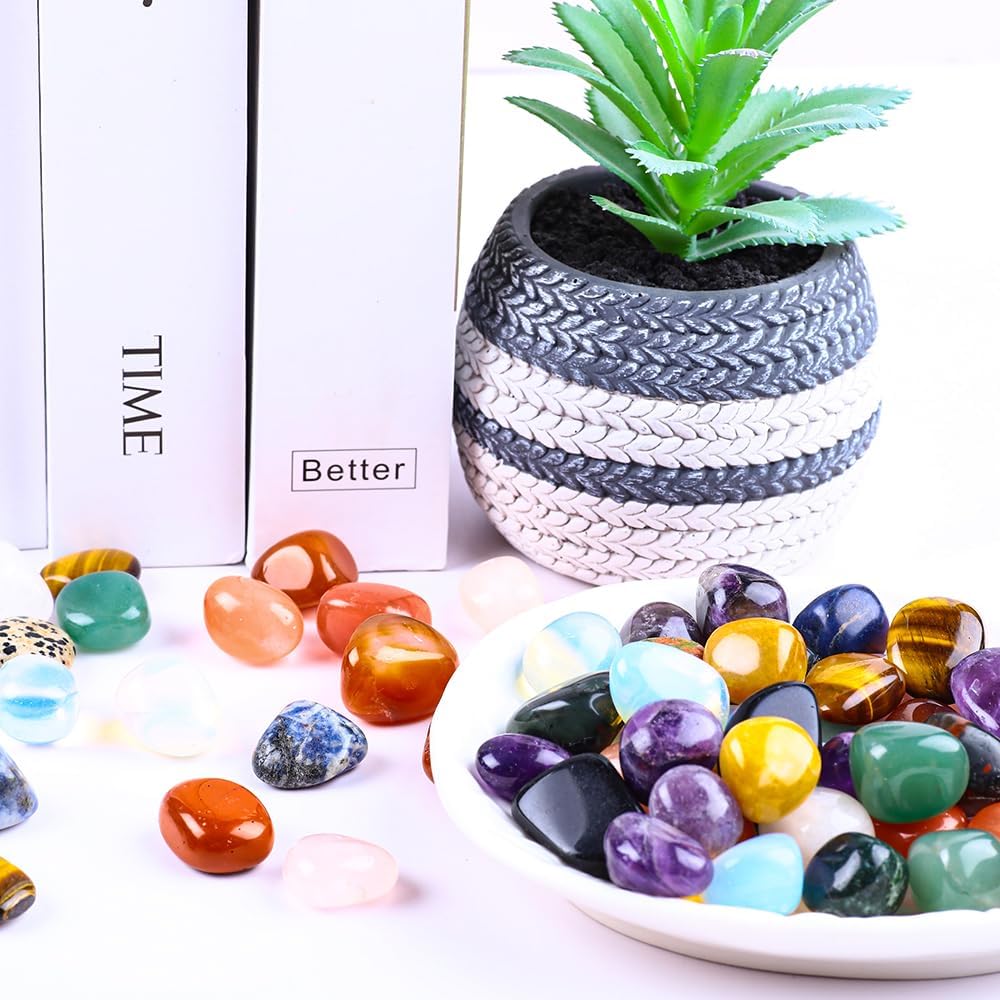 0.62lb Natural Gemstones Crystal Bulk Tumbled Polished Stones Irregular Amethyst Stones Rocks Chakra Colorful Crystal Vase Filler Decor Energy Reiki Beginner Birthday Gifts 0.78 to 0.98 in