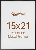 Heimlove 15x21 Metal Picture Frame,Black Aluminum Photo Frames-Real Tempered Glass,Wall Gallery Poster Puzzles Artwork frame Mounting Horizontally or Vertically Decor for Wall-1Pack