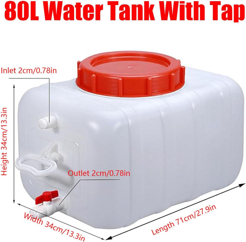 Water Storage Container Water Carrier 6/9/13/21/29/53 Gallon Large Capacity Water Tank with Faucet for Household and Outdoor Use - Portable and Durable Plastic Water Storage Cube(Size:21.1Gal/80L)