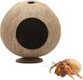 Hermit Crab Accessories, Natural Coconut Habitat Hide with Base, Reptile Tank Accessories, Coconut Hide, Habitat Hideout for Hermit Crab, Tarantula, Gecko and Other Small Animals