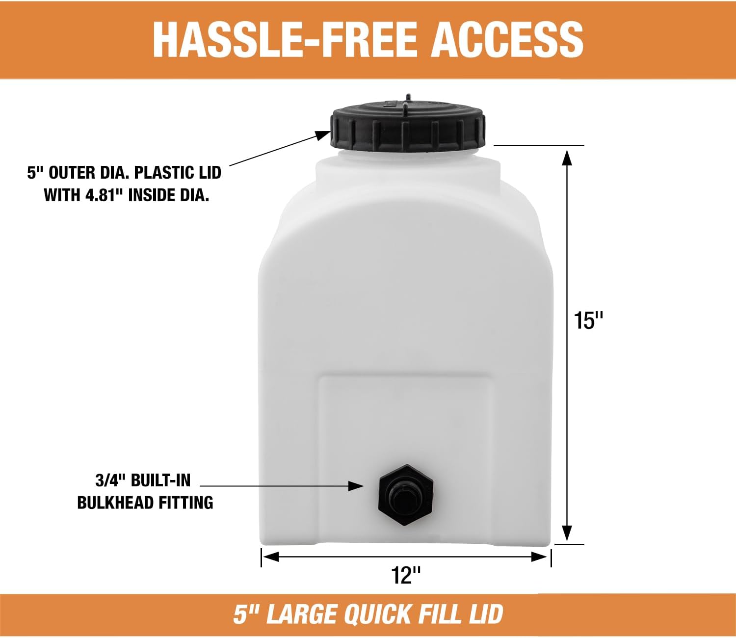 RomoTech 82123879 Polyethylene Domed Reservoir Water Tank, 8 gallon, Made In The USA Poly Tank For Water and Non-Flammable Liquids, Rust and Corrosion Proof