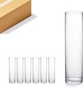 WGVI Quality Thick Weighted Clear Cylinder Glass Vases, 3" W x 12" H, Skinny Bud Vase Narrow Floral Bouquet Flower Arrangements Storage Container Candle Holders Decorative Accents, 6 Pieces