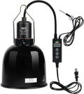 LUCKY HERP Reptile Light Fixture with Dimming Thermostat & Timer, Aluminum 5.5inch Deep Dome Reptile Lamp Fixture, Heat Lamp Fixture for UVB Bulb Basking Heat Bulb, Max 100W