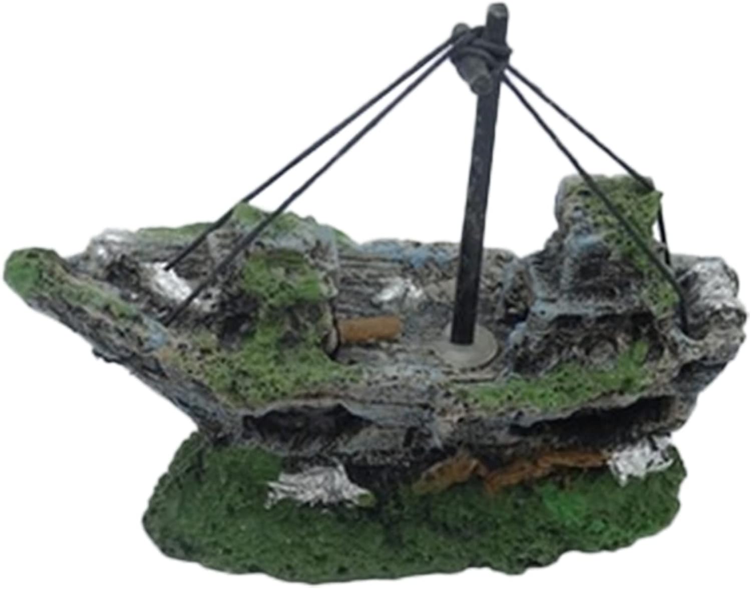 Aquarium Resin Ship Ornament,Shipwreck Fish Cylinder Decoration Rockery is Suitable for Fresh Water Seawater Aquarium Decoration