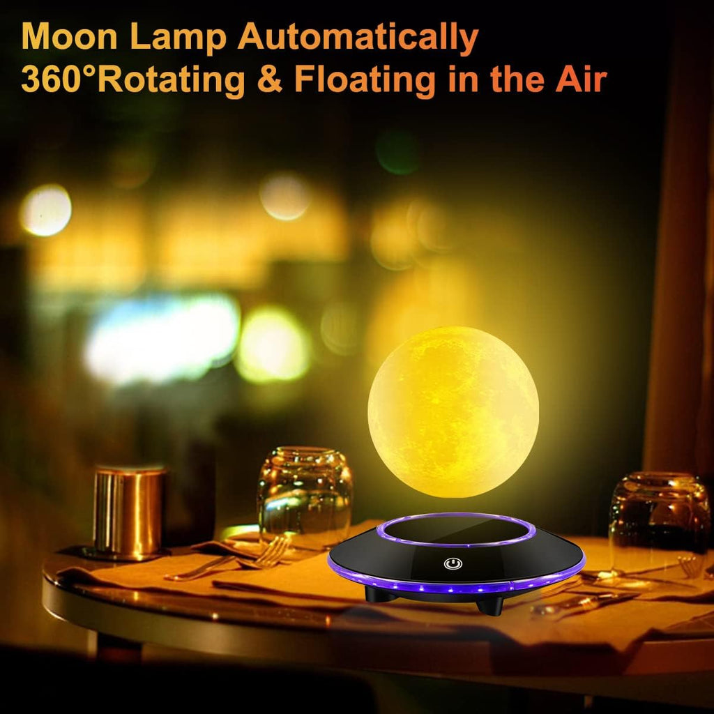 VGAzer Levitating Moon Lamp,Floating and Spinning in Air Freely 16 Colors with Gradually Changing LED Lights for Home,Office Decor,Unique Holiday Gifts,Night Light (White Moon)