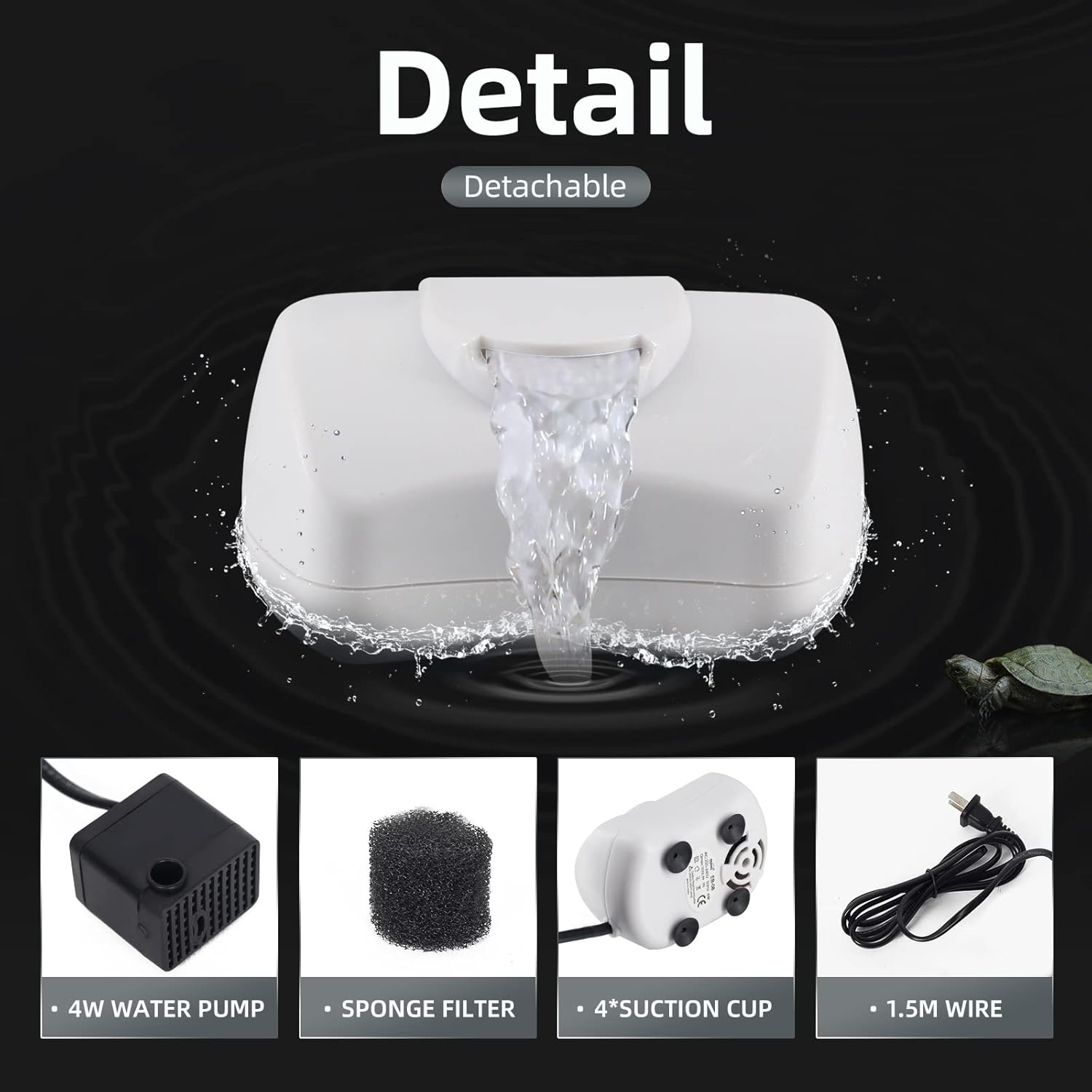 UPETTOOLS Turtle Filter Aquarium Internal Filter Low Level Water for Reptiles, Amphibians, Frog, Cichlids, Newt