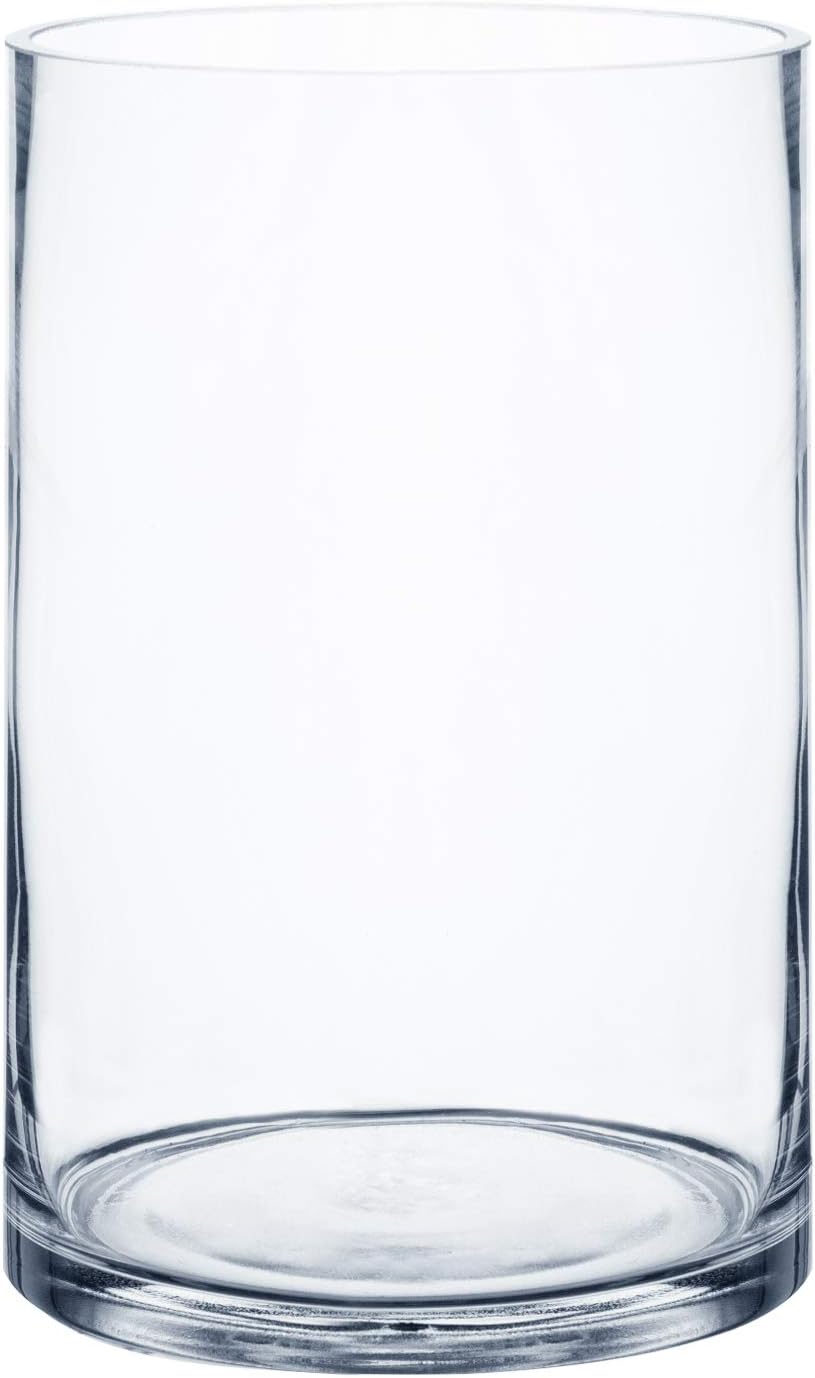 Royal Imports Flower Glass Vase Decorative Centerpiece for Home or Wedding - Cylinder Shape (5" Wide x 7" Tall, Clear)