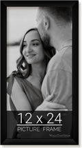 wallsthatspeak 12x24 Black Picture Frame for Puzzles Posters Photos or Artwork