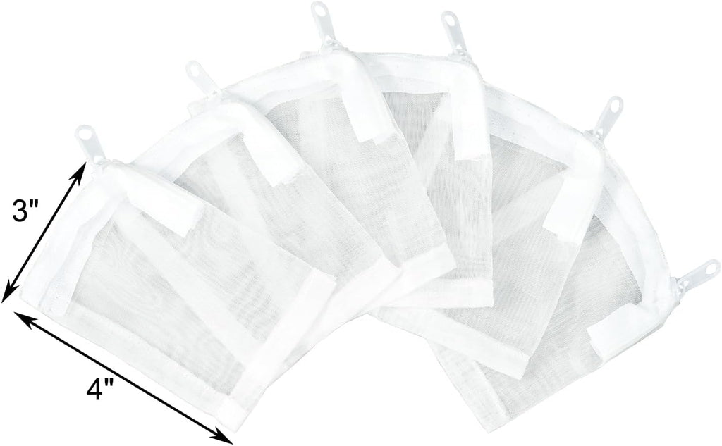 AQUANEAT Aquarium Filter Media Bags 6pcs Fish Tank Extra Fine 100 Micron Mesh Bags with Plastic Zipper for Activated Carbon (3” x 4”)