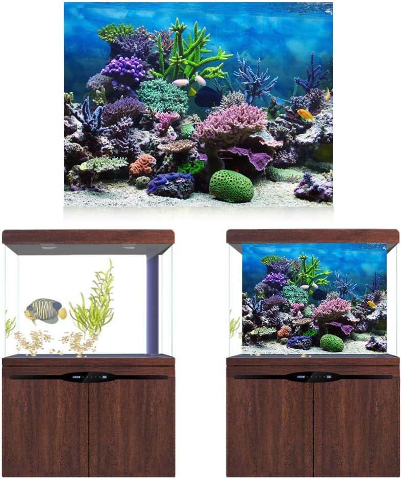 Keenso Aquarium Background,Fish Background,3D Aquarium Background,50 Gallon Fish, 50 Gallon Aquarium,Backdrop Decoration Paper Cling Sticker Pictures