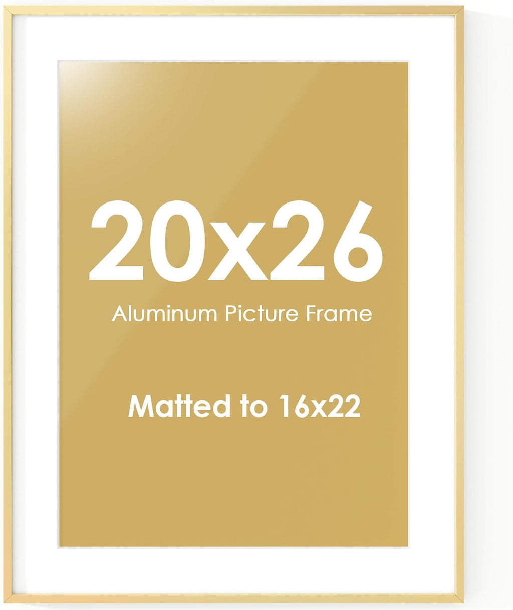 Fun Memories 20x26 Picture Frame, Metal Picture Frame Wall Mounting Horizontally or Vertically - Poster Frame Simple and Elegant Decor for Wall - 1 Pack - Gold