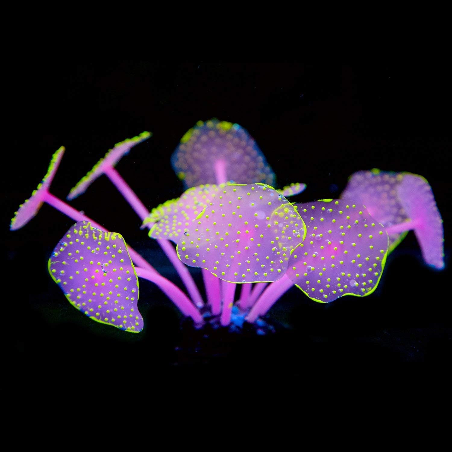 Uniclife Silicone Coral Plant Decorations Glowing Artificial Ornament for Fish Tank Aquarium, Yellow, Ball Shape