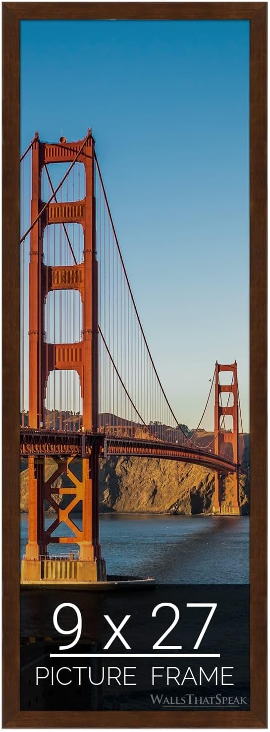 wallsthatspeak 9x27 Mocha Walnut Picture Frame for Puzzles Posters Photos or Artwork