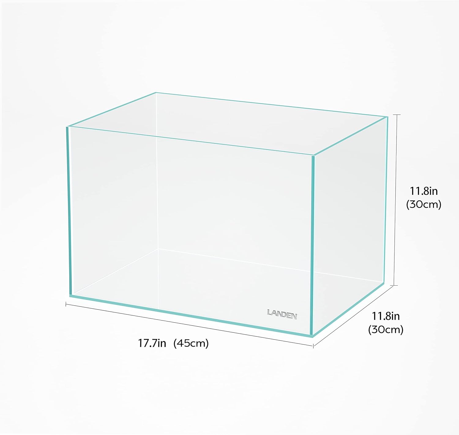 Landen 45P 10 Gallon Rimless Low Iron Aquarium Fish Tank,W17.7×D11.8×H11.8 in(45x30x30cm) 5mm Thickness with Nano Foam Leveling Mat